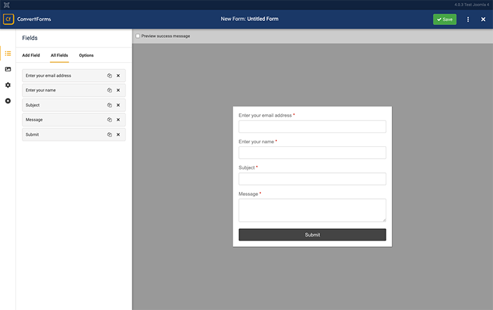 Create a contact form in Joomla - Form Builder