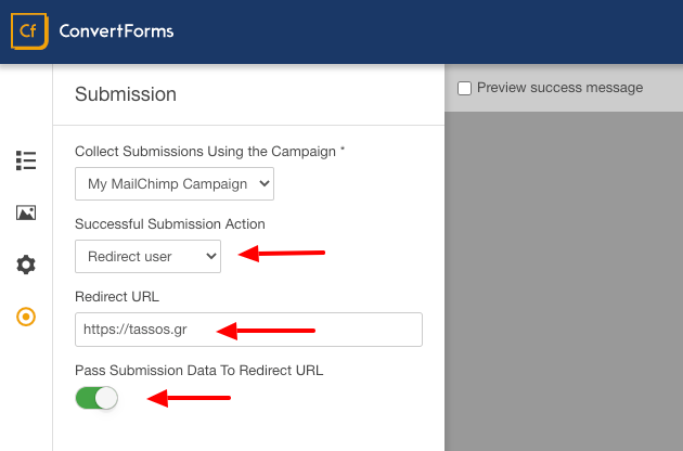 convert forms redirect user