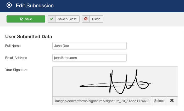 Joomla Forms Digital Signature Field