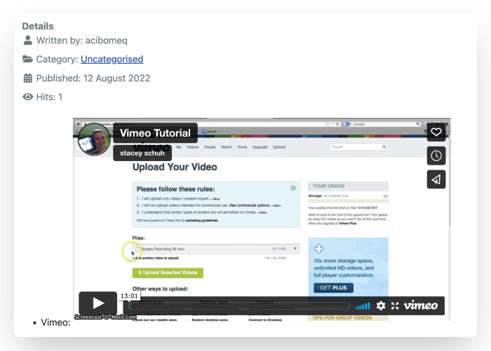 embed videos in joomla23