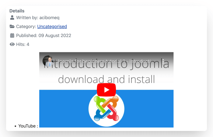 embed videos in joomla42