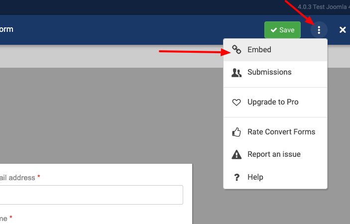 Create a contact form in Joomla - Form Builder