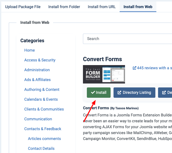 Create a contact form in Joomla - Form Builder