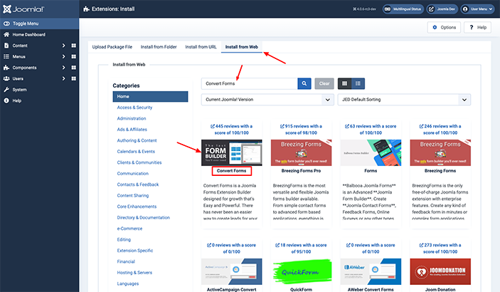 Create a contact form in Joomla - Form Builder