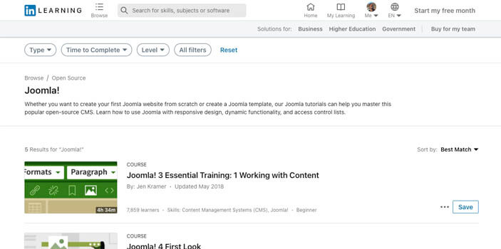LinkedIn Learning (Lynda) Joomla Resource