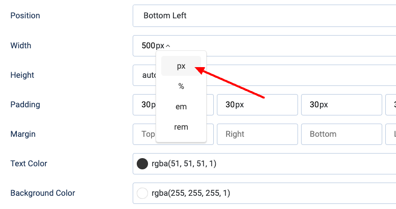 engagebox unit selector