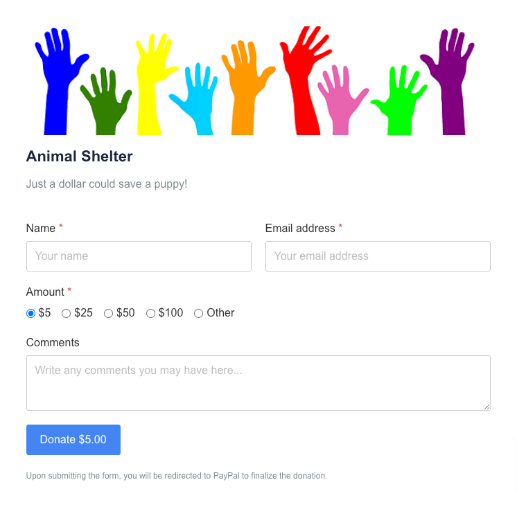 donation joomla form