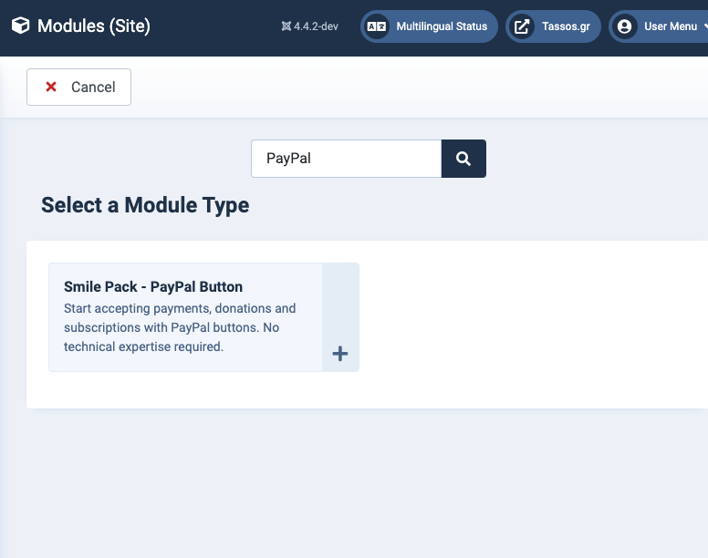 select paypal module