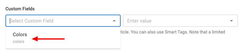 Select multi value custom field