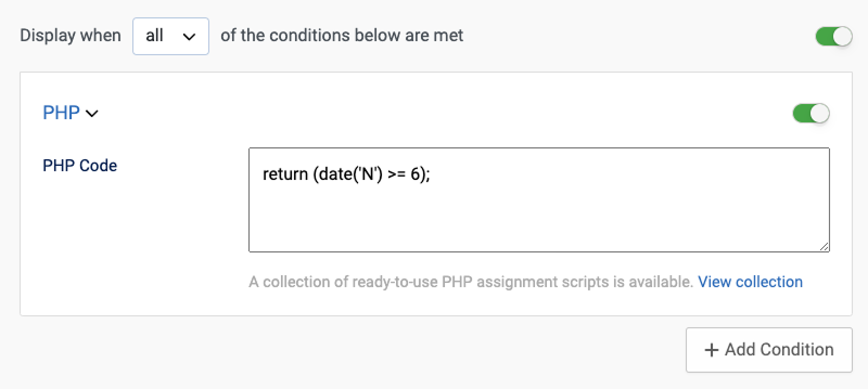 Show a Module When a PHP Function Returns True