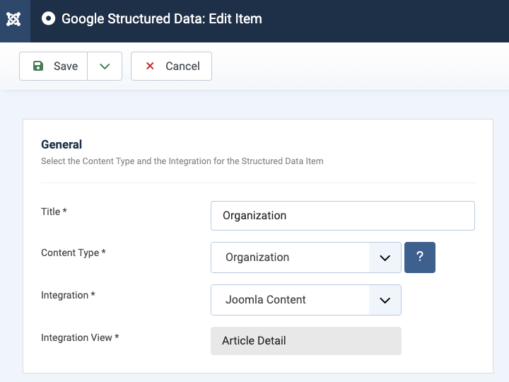 The Organization Structured Data Schema General Settings