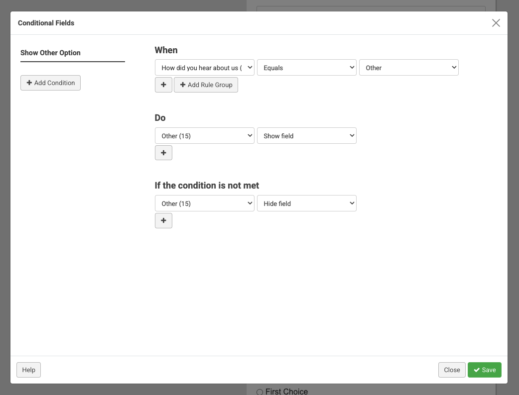 other option conditional logic