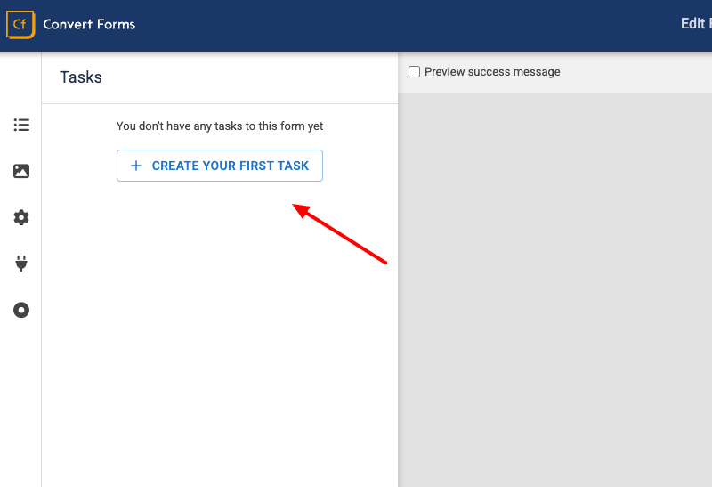 Convert Forms Add First Task
