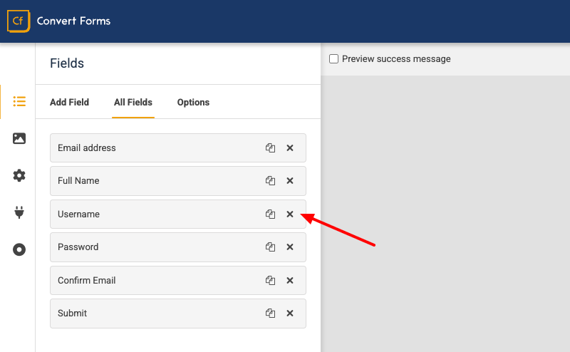 Delete Username Field
