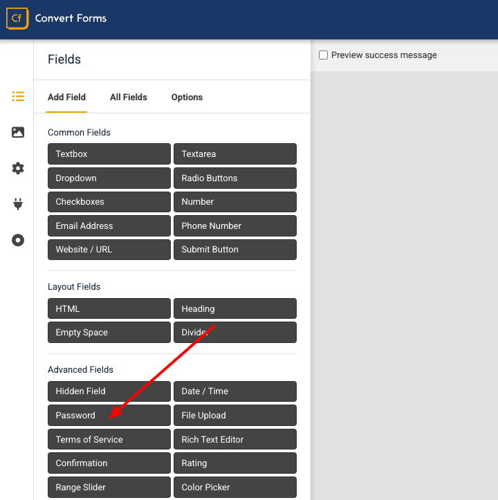 Adding a password field