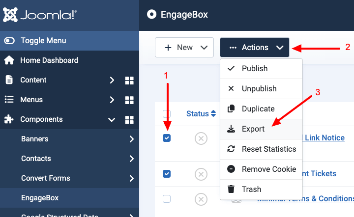 how to export your engage boxes