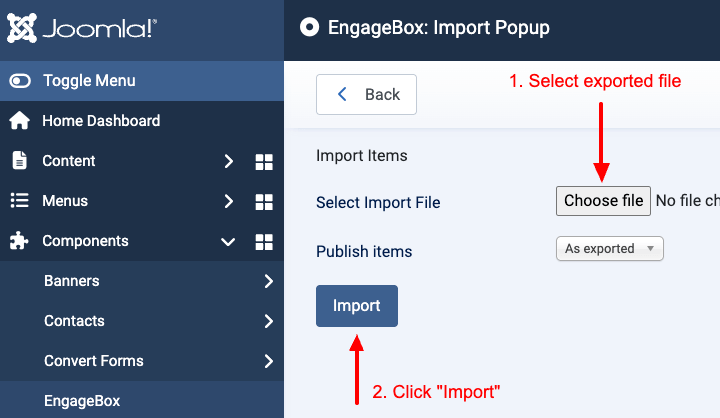how to import your engage boxes