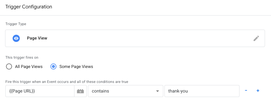 google tag manager page view trigger