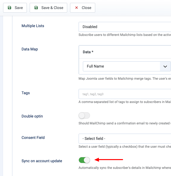 Update MailChimp Subscriber on User Profile Update