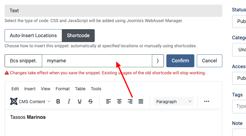 Code Snippets Modify Shortcode