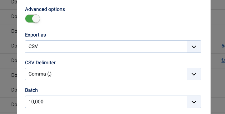 Export Submissions Advanced Options