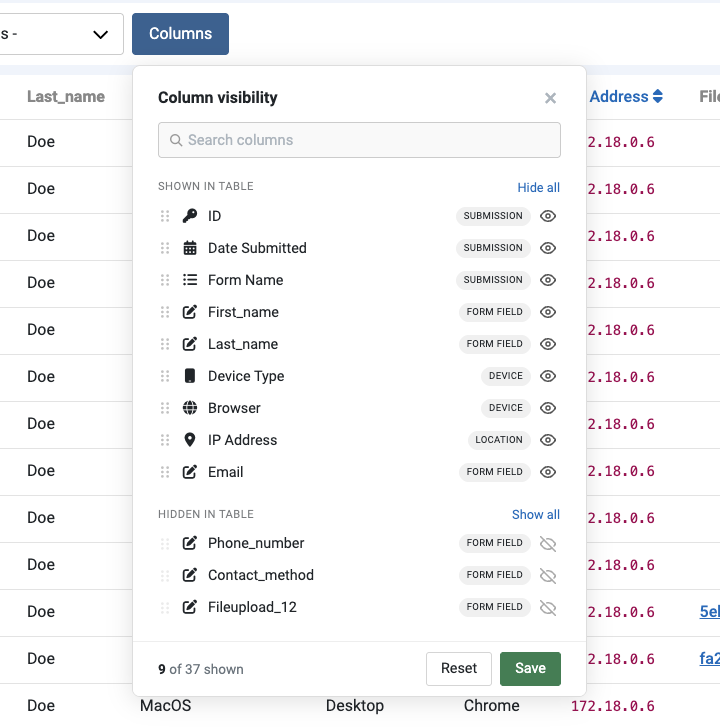 Submission Tracked Data