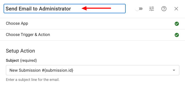 Specify the Email Task title