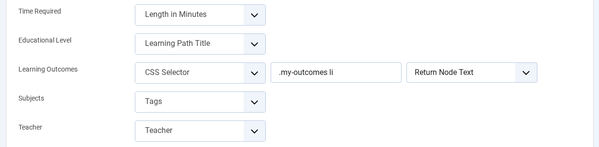 Course properties mapped to OSCampus options