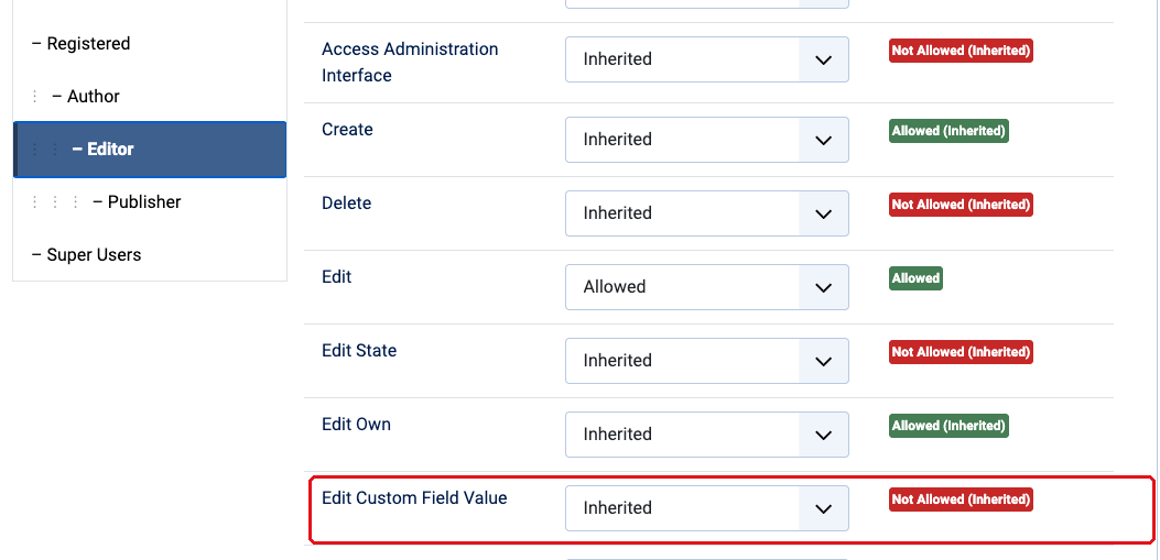 ACF Gallery - Edit Custom Field Value permission