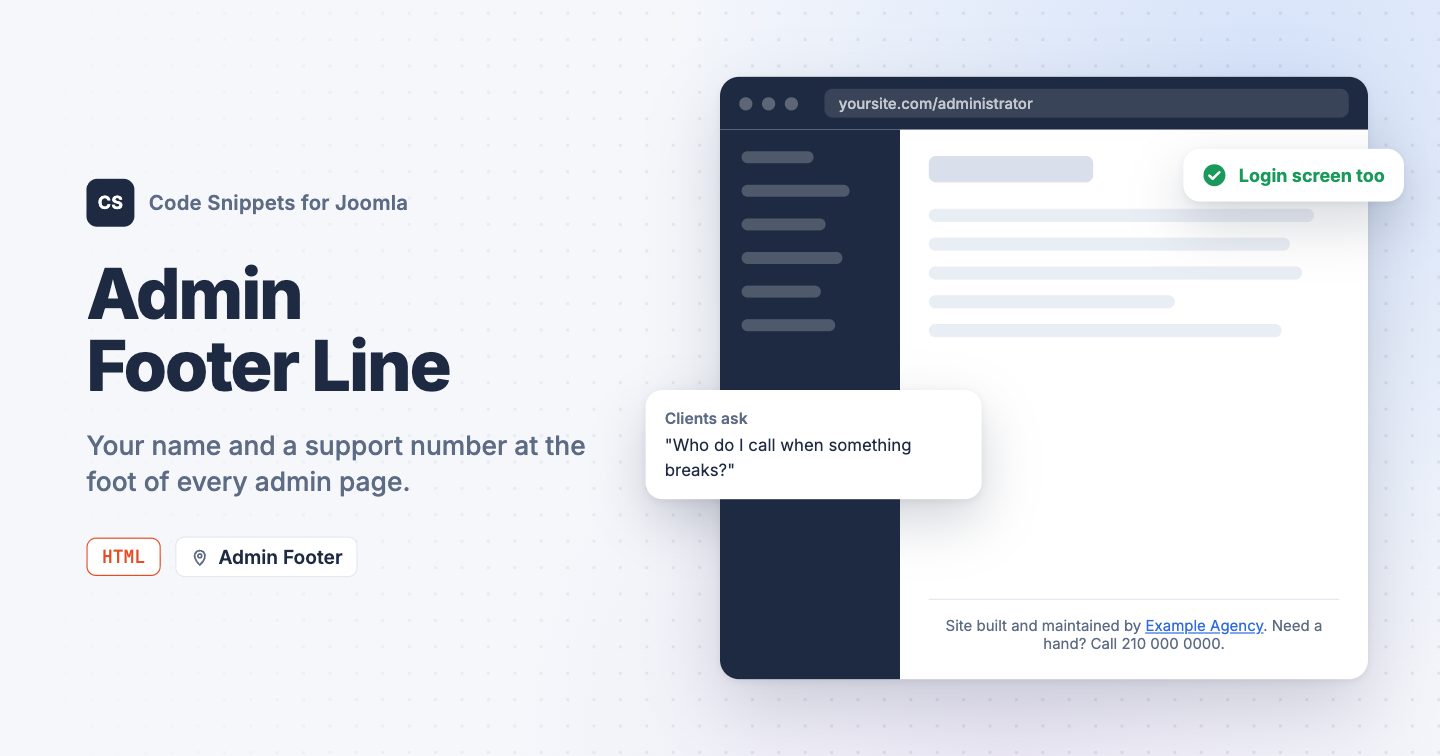 Add a Footer Line to the Joomla Administrator