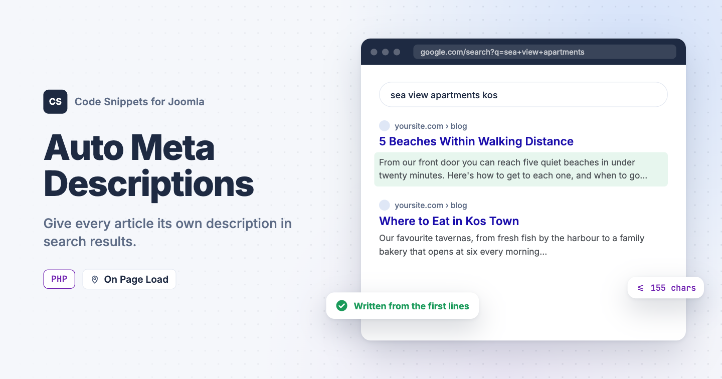 Auto-Generate Meta Descriptions from Article Text in Joomla