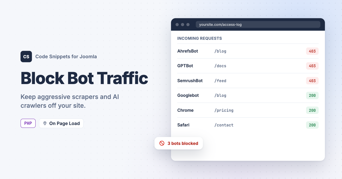 Block Bot Traffic in Joomla