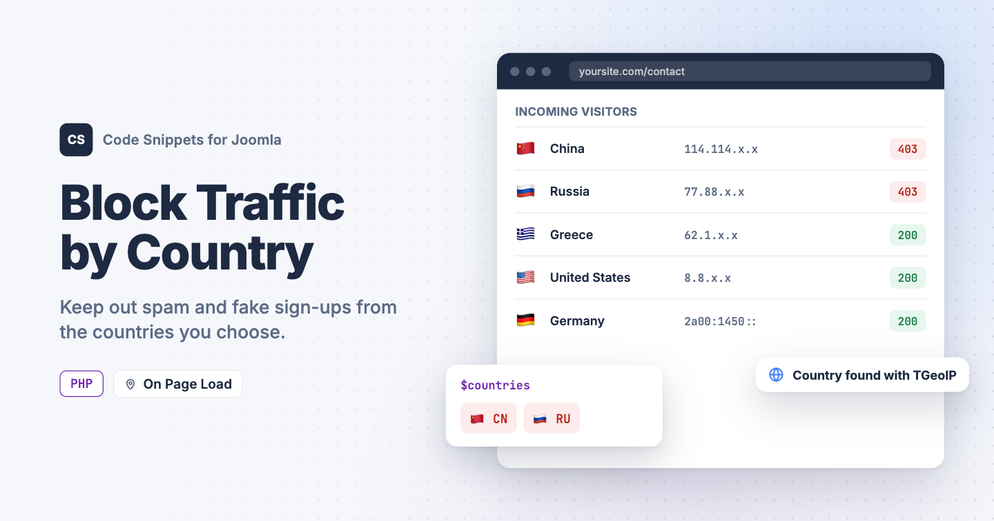 Block Traffic by Country in Joomla