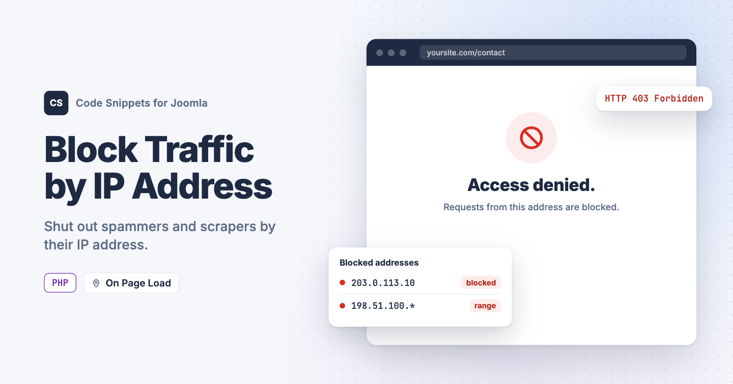Block Traffic by IP Address in Joomla