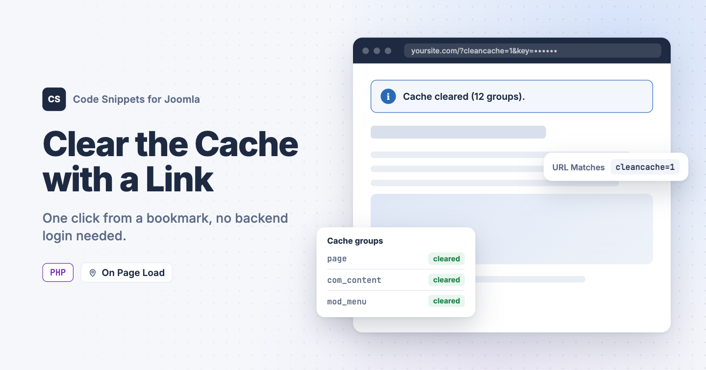 Clear the Cache with a Link in Joomla