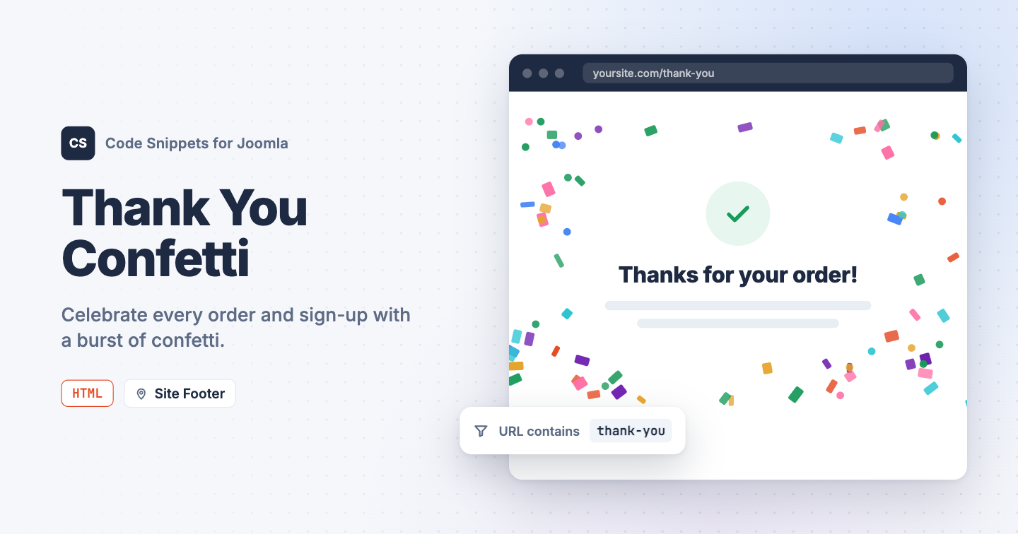 Show Confetti on a Thank You Page in Joomla