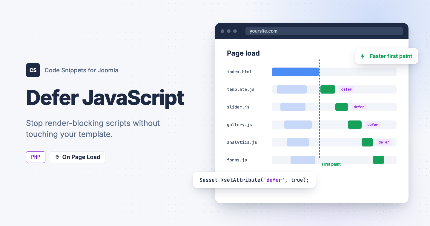 Defer JavaScript in Joomla