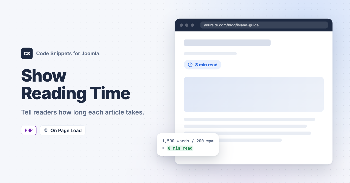 Display Estimated Reading Time in Joomla Articles