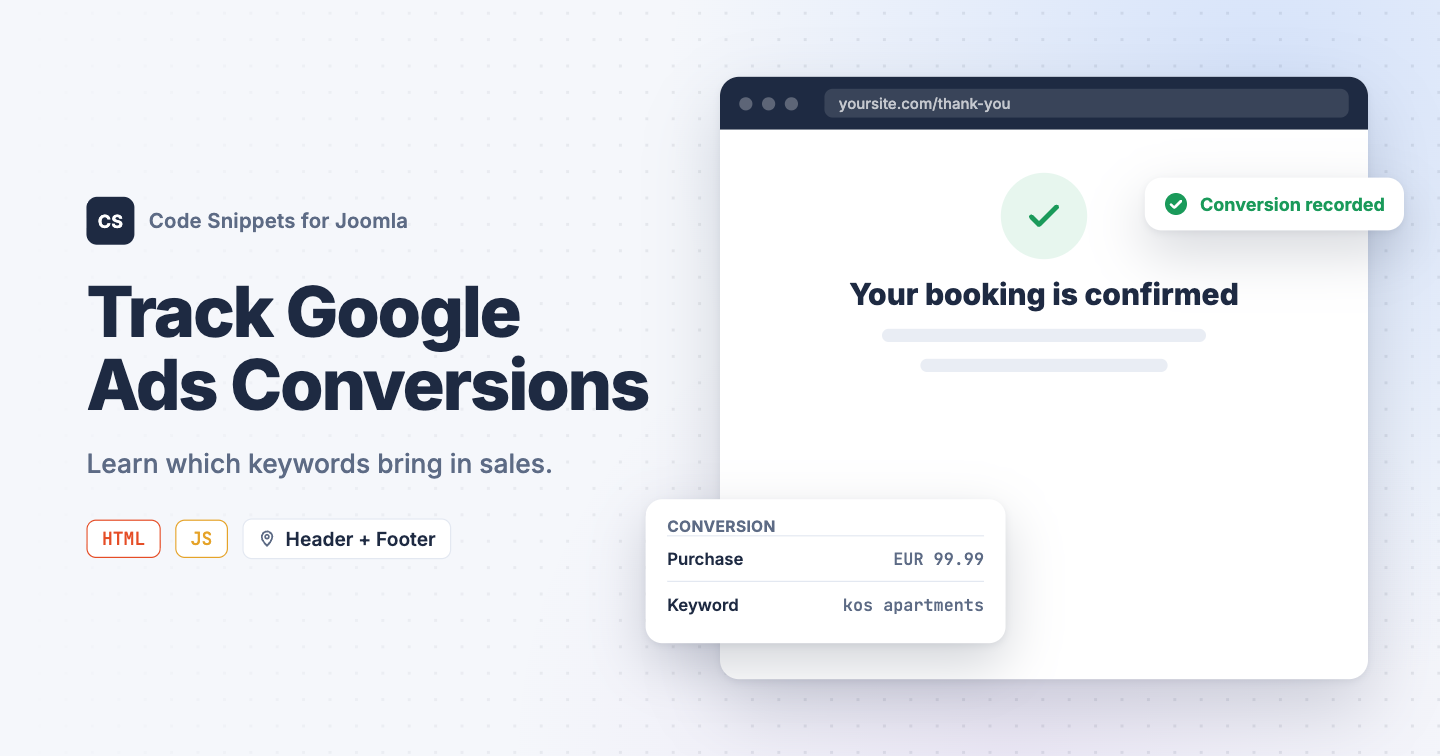 Add Google Ads Conversion Tracking to Joomla