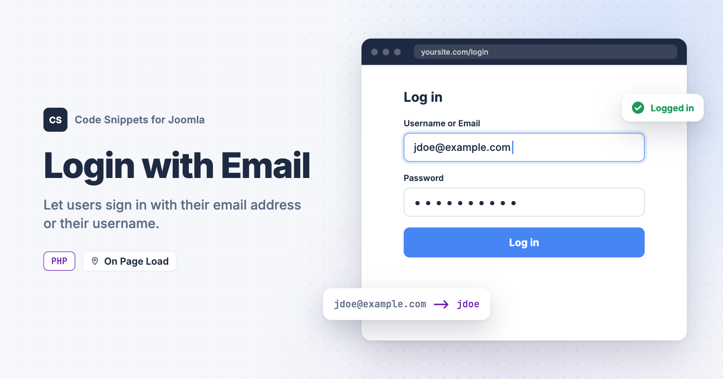 Let Users Log In with Their Email Address in Joomla