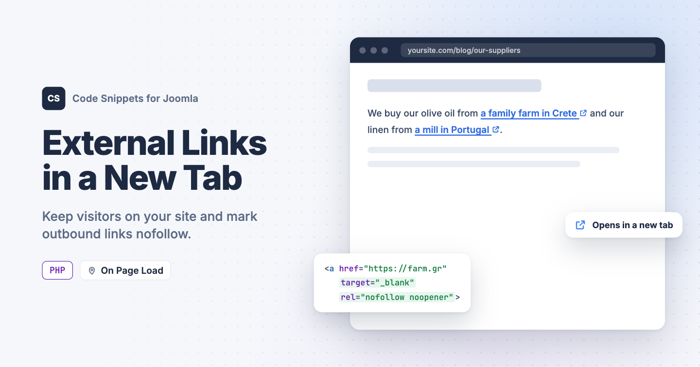 Open External Links in a New Tab in Joomla