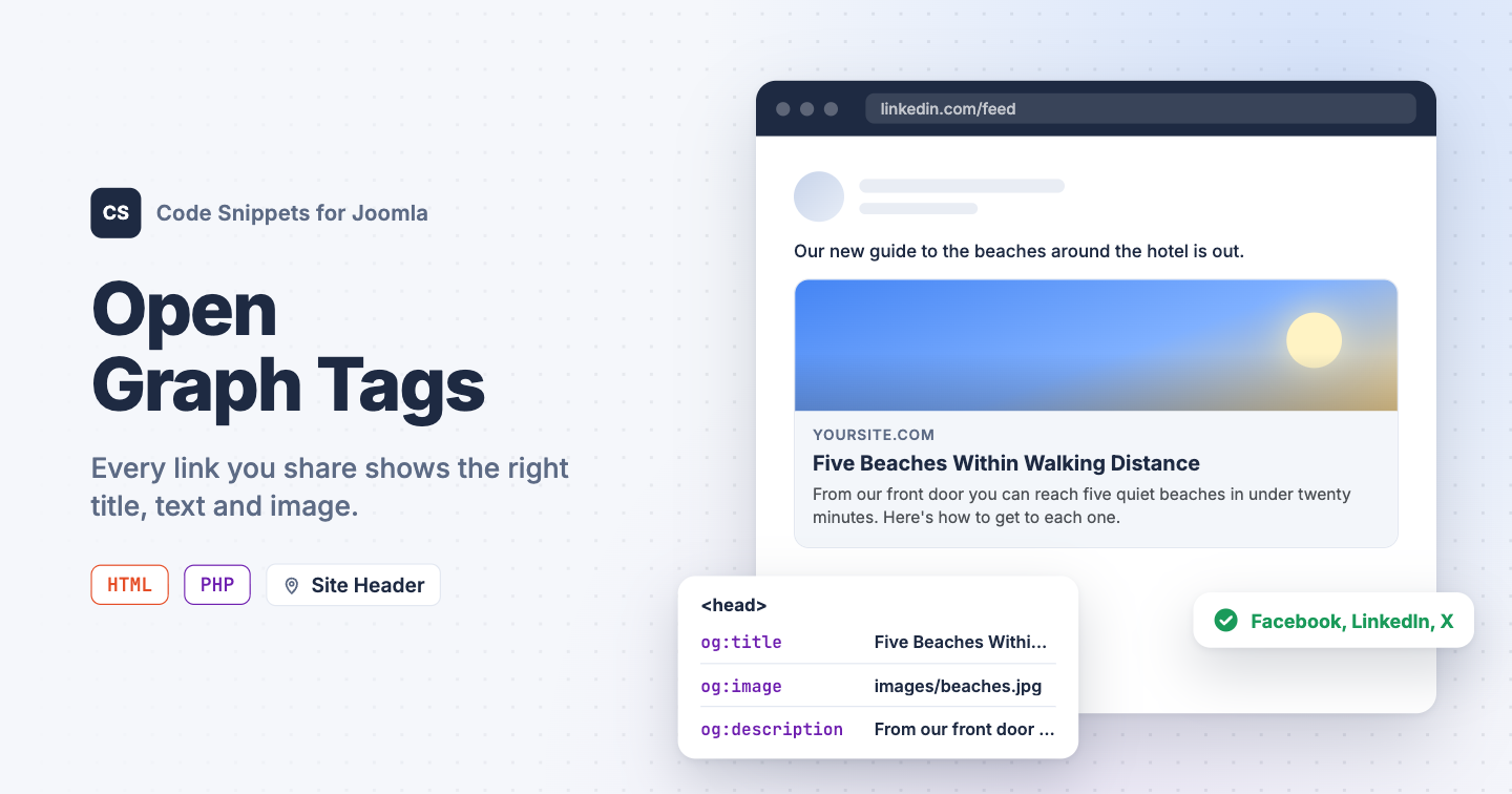 Add Open Graph and Twitter Card Tags to Joomla