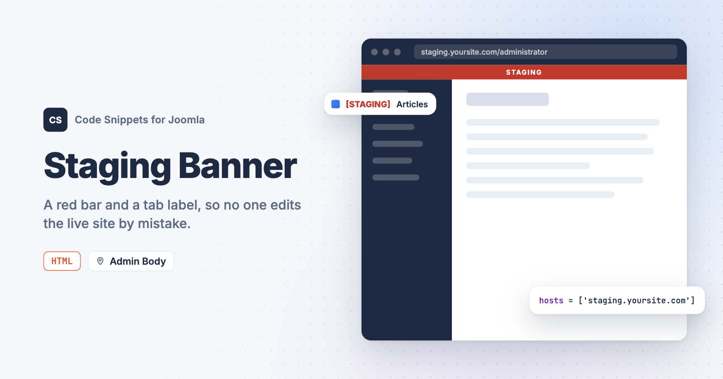 Show a Staging Banner in the Joomla Administrator
