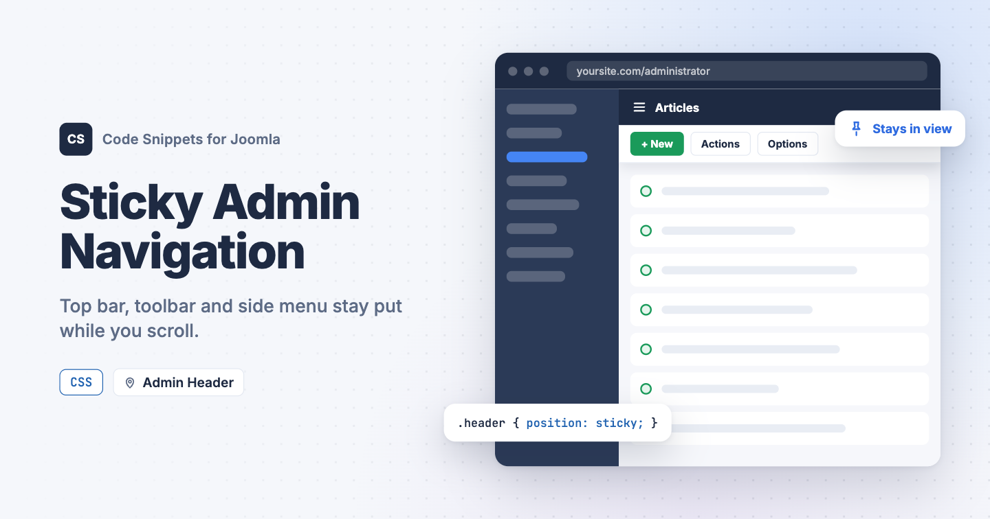 Make the Administrator Navigation Sticky in Joomla