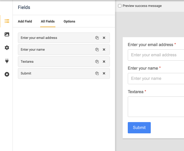 Convert Forms form builder Fields tab