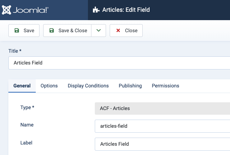 acf articles field settings