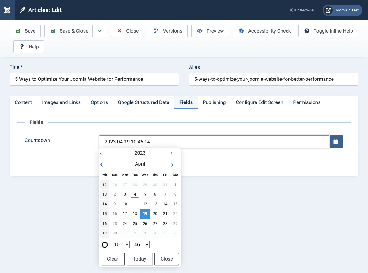 acf countdown field select countdown date