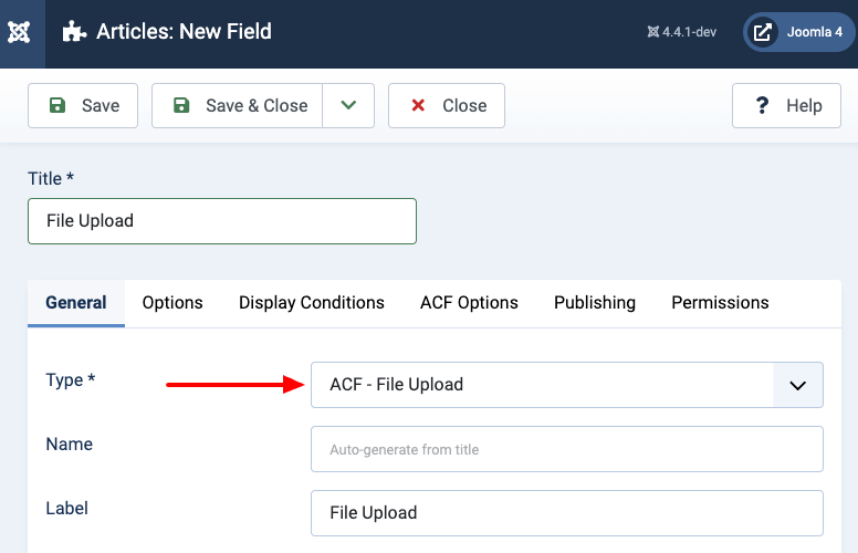 Create ACF - File Upload Joomla Custom Field