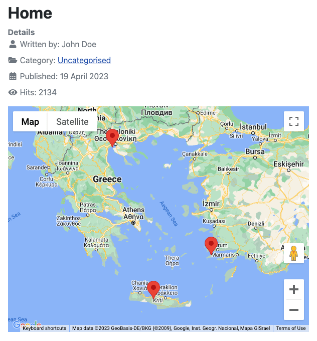 acf map frontend display - Google Maps