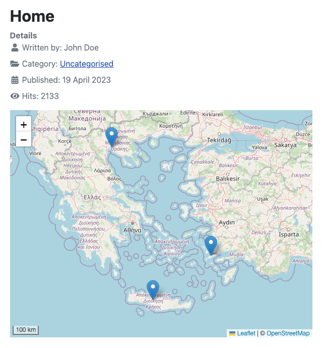 acf map frontend display - OpenStreetMap
